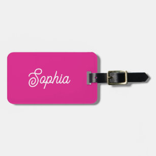 Vibrant Hot Pink Your Name in Script Luggage Tag