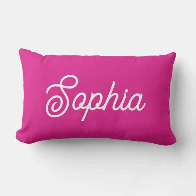 Vibrant Hot Pink | Your Name in Script Lumbar Cushion (Front)