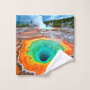 Vibrant Hot Spring: Earth's Wonder Art Bath Towel Set