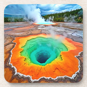Vibrant Hot Spring: Earth's Wonder Art Coaster