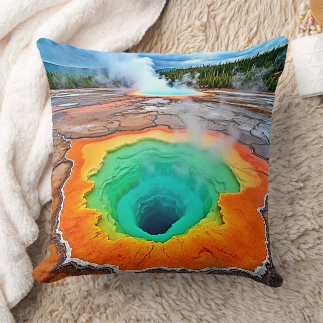 Vibrant Hot Spring: Earth's Wonder Art Cushion (Blanket)