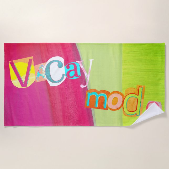 Vibrant Hot Vacation Vibe Beach Towel (Front)
