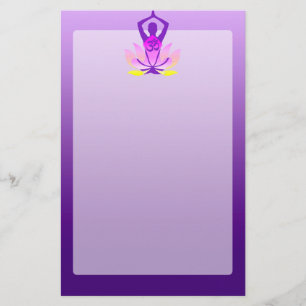Vibrant Hue Om Lotus Yoga Pose Stationery