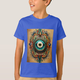 Vibrant hues merge in a Kurt Geiger-inspired evil T-Shirt