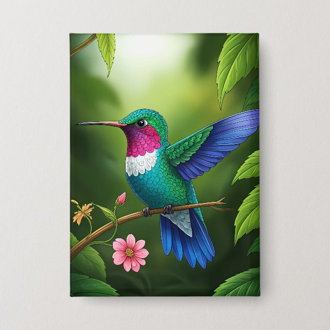 Vibrant Hummingbird Among Leaves (Front)