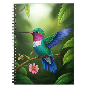 Vibrant Hummingbird Among Leaves Notebook
