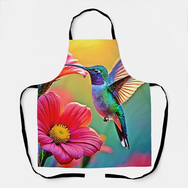 Vibrant Hummingbird at Sunset Design Apron (Front)