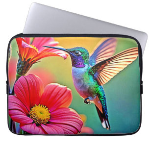 Vibrant Hummingbird at Sunset Design Laptop Sleeve