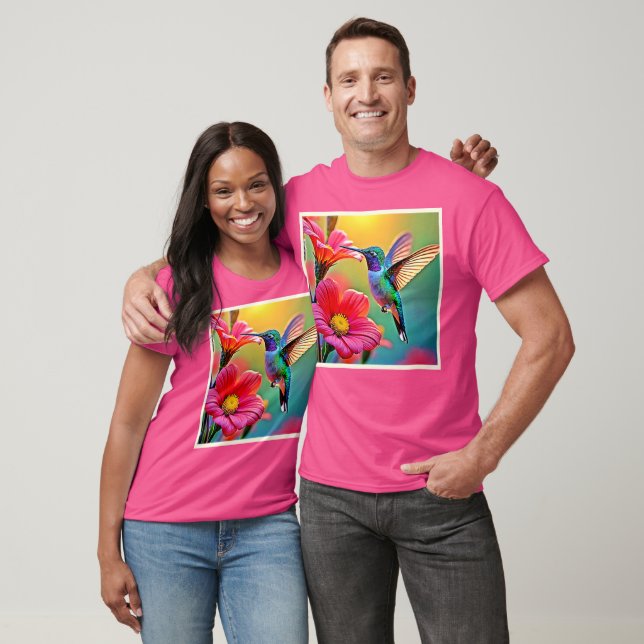 Vibrant Hummingbird at Sunset Design T-Shirt (Unisex)