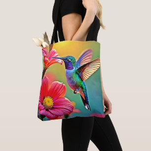 Vibrant Hummingbird at Sunset Design Tote Bag