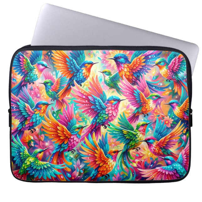 Vibrant Hummingbird Dreamscape – Tropical Boho Laptop Sleeve (Front)