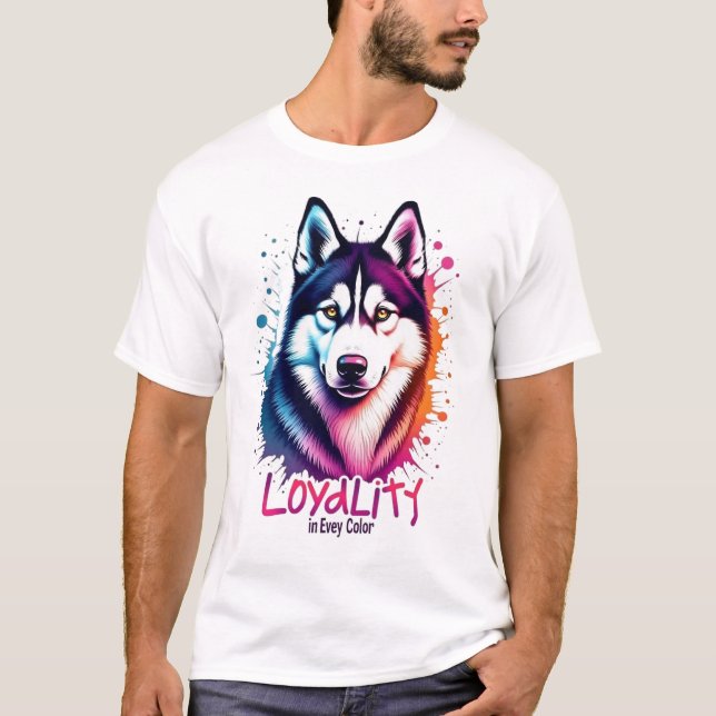 Vibrant Husky Dog  T-Shirt (Front)