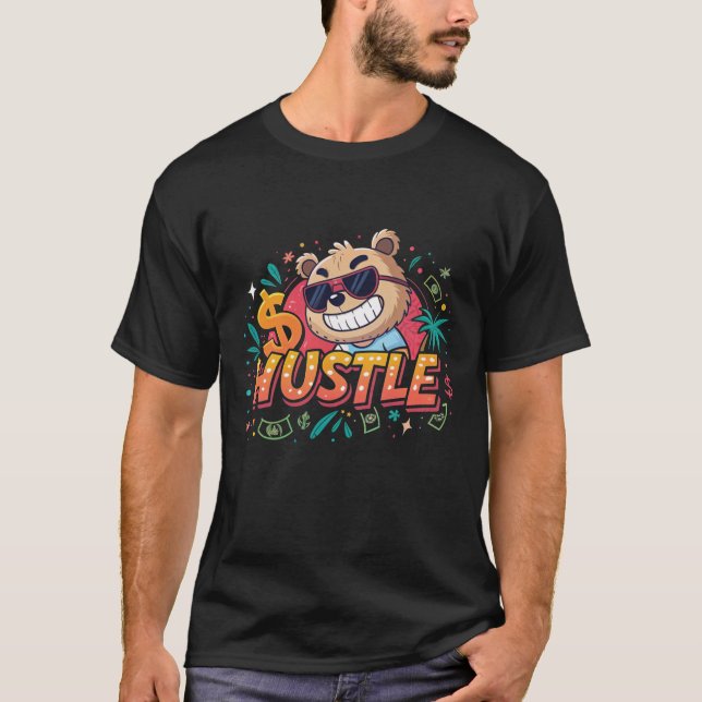 Vibrant Hustler Bear Graphic Tee (Front)
