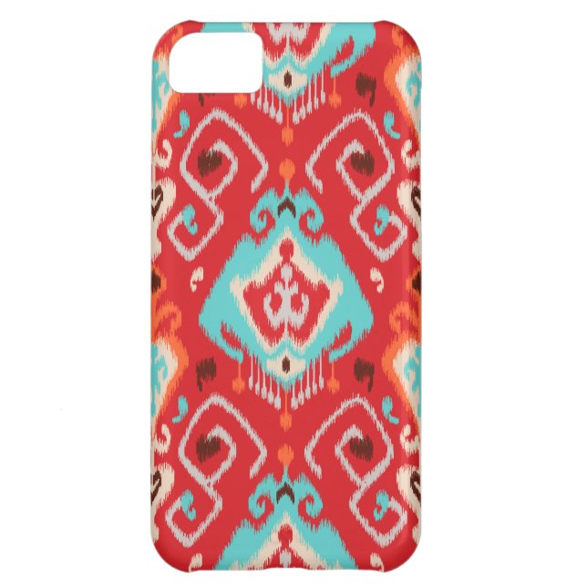 Vibrant ikat pattern in red and turquoise Case-Mate iPhone case (Back)