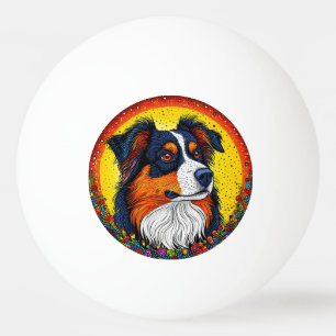 Vibrant Illustrated Portrait of a Dog Ping Pong Ball