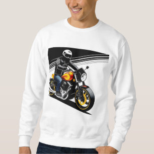 Vibrant Illustration of a Motorcyclist Riding Sweatshirt
