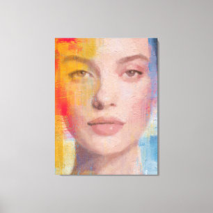 Vibrant Impasto Abstract Portrait Canvas Print