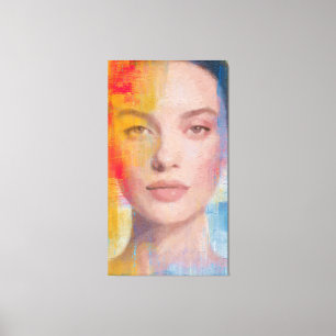 Vibrant Impasto Abstract Portrait Canvas Print