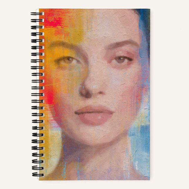 Vibrant Impasto Abstract Portrait Notebook (Front)