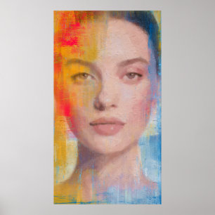 Vibrant Impasto Abstract Portrait Poster