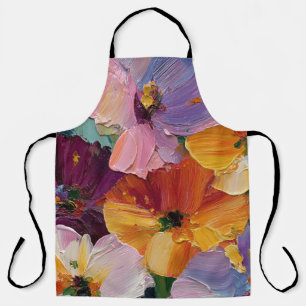 Vibrant Impasto Floral Painting Apron