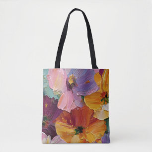 Vibrant Impasto Floral Painting Tote Bag
