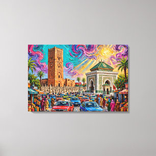 Vibrant Impressionist Rabat Hassan Tower Morocco Canvas Print