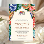 Vibrant Indian Folk Art Elephant Cream Wedding Invitation<br><div class="desc">Amaze your guests with this elegant all in one wedding invite featuring beautiful arches and colourful artwork with QR Code for online RSVP or venue location. Simply add your event details on this easy-to-use template to make it a one-of-a-kind invitation.</div>