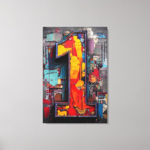 Vibrant Industrial Graffiti Number One Canvas Print