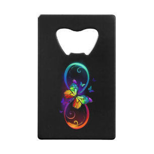 Vibrant infinity with rainbow butterfly on black