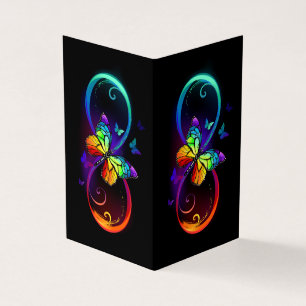 Vibrant infinity with rainbow butterfly on black