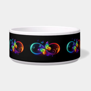 Vibrant infinity with rainbow butterfly on black