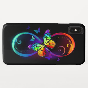 Vibrant infinity with rainbow butterfly on black Case-Mate iPhone case
