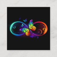 Vibrant infinity with rainbow butterfly on black