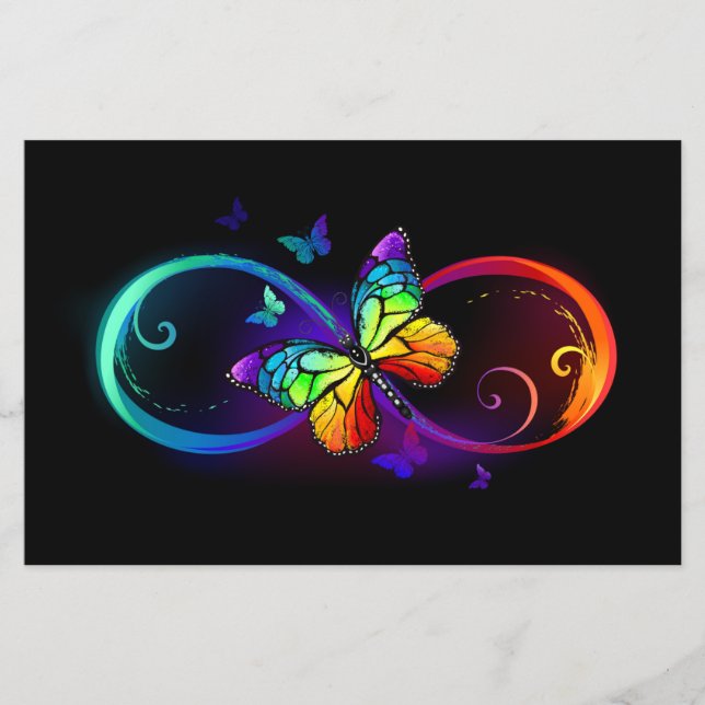 Vibrant infinity with rainbow butterfly on black  flyer (Front)