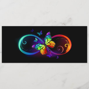 Vibrant infinity with rainbow butterfly on black menu