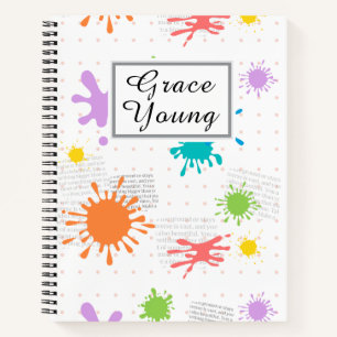 Vibrant Ink Splash Script Name Notebook
