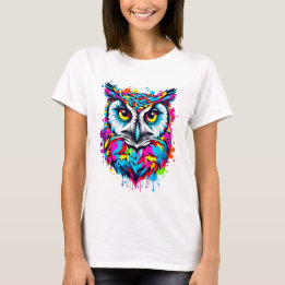 Vibrant Ink Splatter Owl Pop Art | Bold & Colourfu T-Shirt