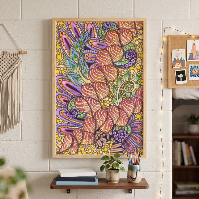 Vibrant Intricate Psychedelic Boho Zen Doodle Art Poster (Creator Uploaded)