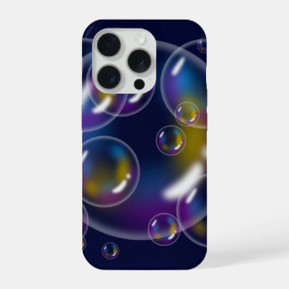 Vibrant Iridescent Soap Bubbles on Dark Blue iPhon iPhone 15 Pro Case