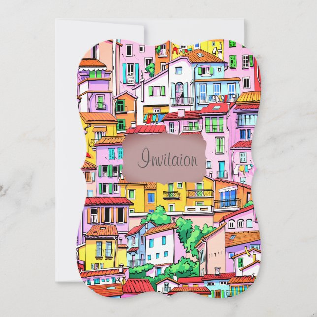 Vibrant Italian Facade Invitation (Front)