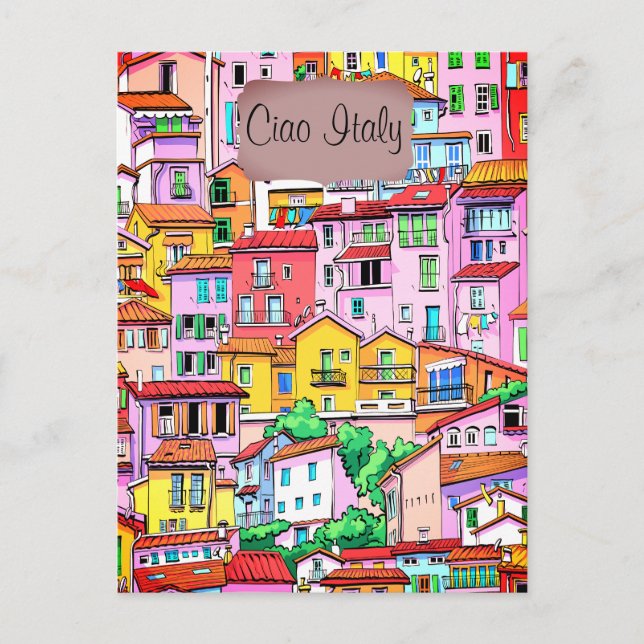 Vibrant Italian Facade Postcard (Front)