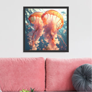 Vibrant jellyfish couple canvas print