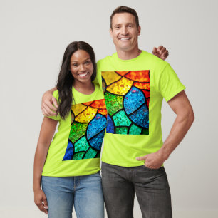 Vibrant Jewel Toned Stained Glass Texture Art T-Shirt