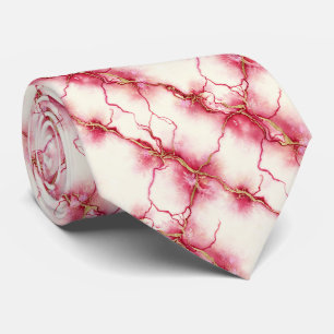 Vibrant Juicy Red and Pinky Pink Watercolor Marble Tie