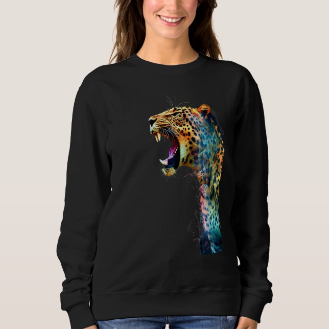 Vibrant Jungle Majesty Leopard Sweatshirt (Front)