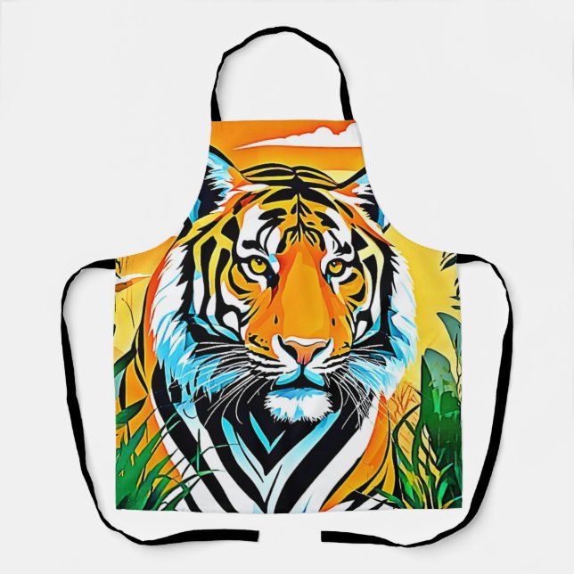 Vibrant Jungle Tiger Art Design Apron (Front)
