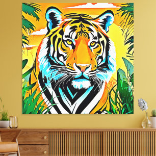 Vibrant Jungle Tiger Art Design Canvas Print