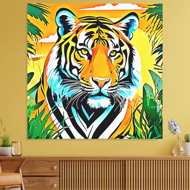 Vibrant Jungle Tiger Art Design Canvas Print (Insitu(LivingRoom))