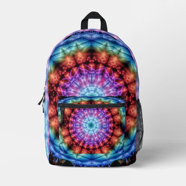 Vibrant Kaleidoscope Mandala Colourful Art Printed Backpack (Front)